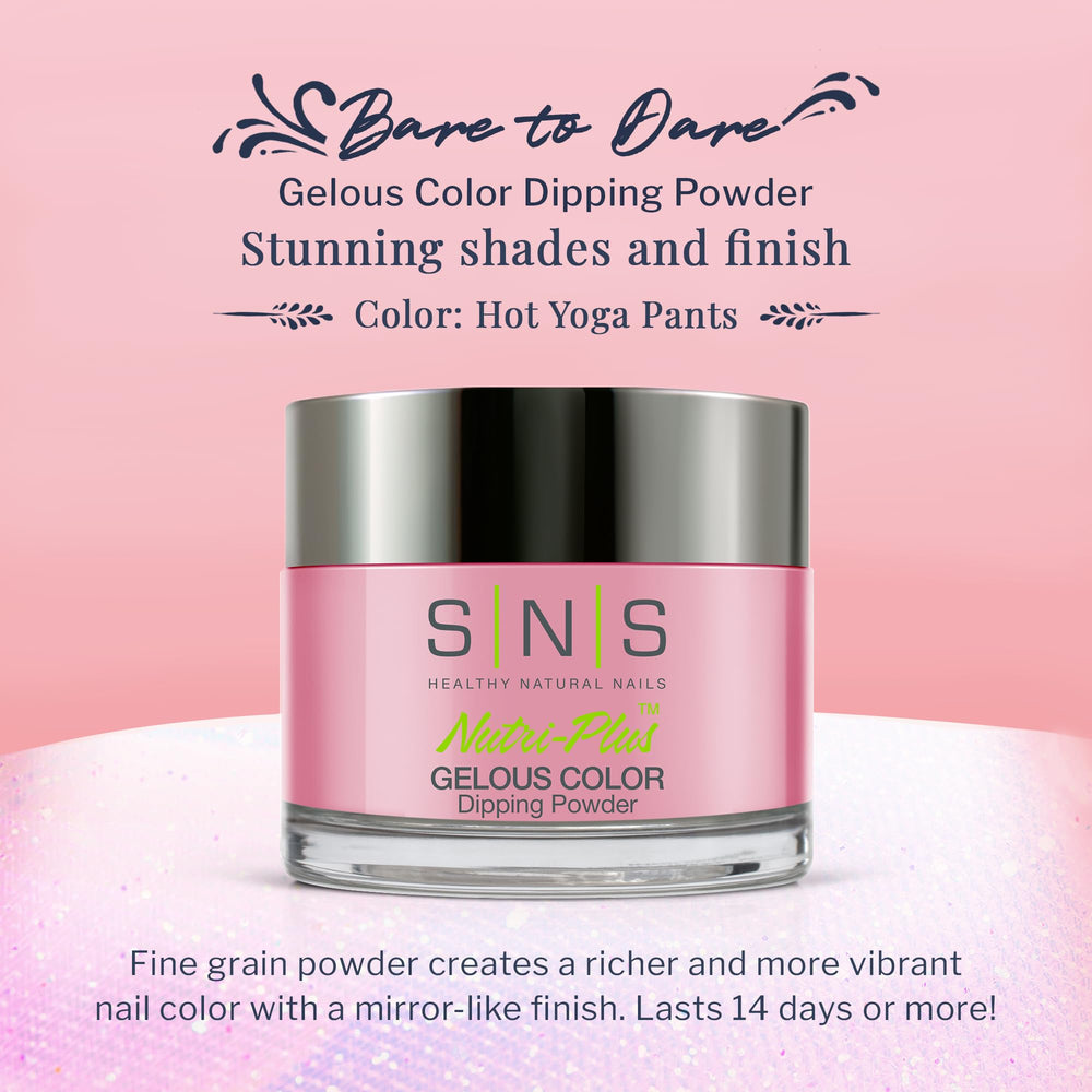 SNS Hot Yoga Pants swatches show pastel pink shimmer for chic manicure