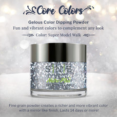 SNS Dip Powder jar view shows metallic silver glitter for a vibrant shade.