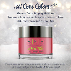 SNS Jumping For Joy pink shimmer swatch shows rich color and instant dry finish