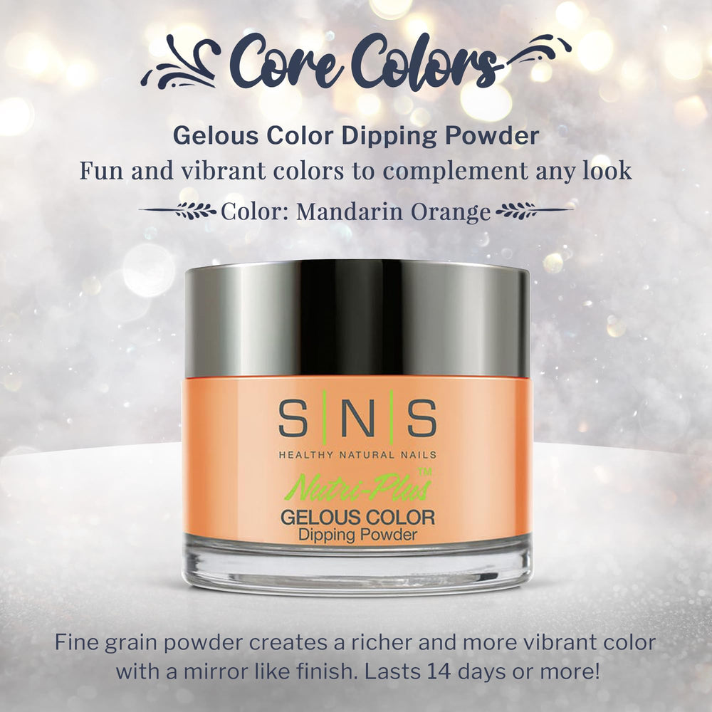 SNS Mandarin Orange dip powder application brush demonstrates smooth, quick-dry application.