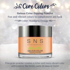 SNS Mandarin Orange dip powder application brush demonstrates smooth, quick-dry application.