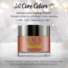 SNS Mochachino dip powder being applied for at home salon-grade nails with simple steps