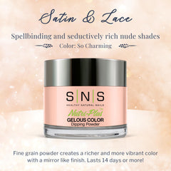SNS Nail Dip Powder So Charming swatches reveal a rich, chip-resistant finish for at-home manicures