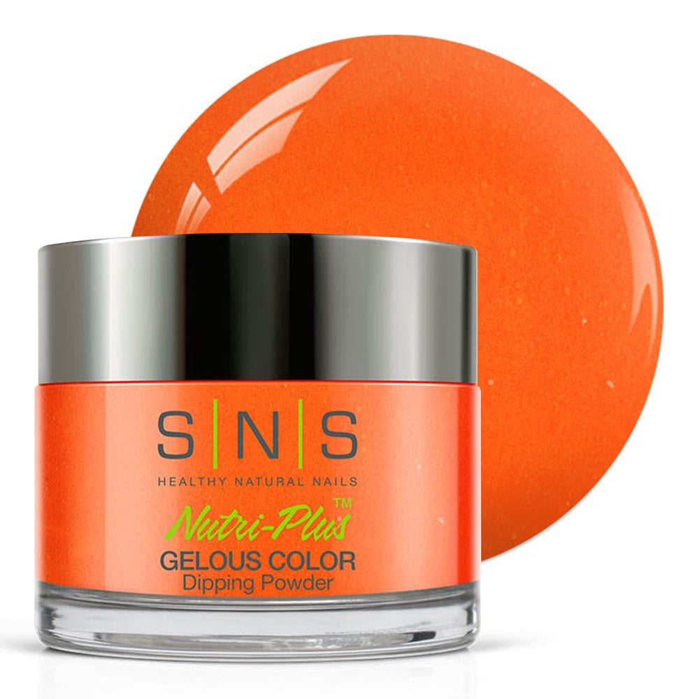SNS Nail Dip Prince Of Orange jar swatch shows rich color for at-home wear.