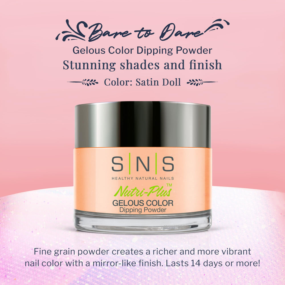 SNS Satin Doll texture provides a smooth, mirror-like finish without UV lamp