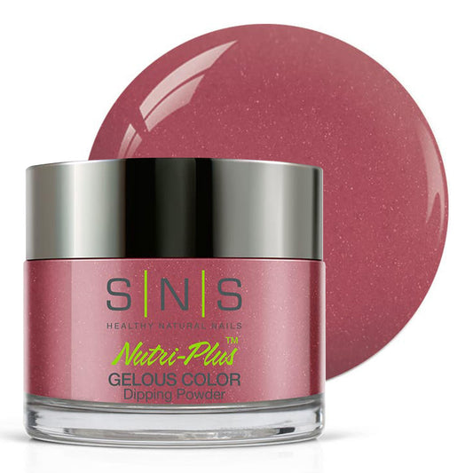 SNS Peach Daiquiri dip powder jar with mauve shimmer finish