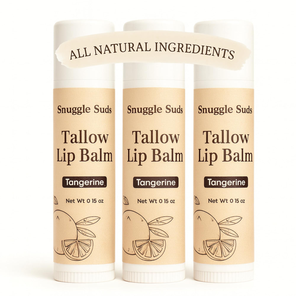 Snuggle Suds grass-fed lip balm jar closeup for rich hydration