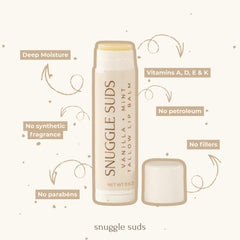Snuggle Suds handcrafted small-batch USA-made lip balm for a homegrown feel.