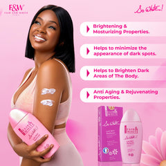 So White lotion texture swatch showing smooth, creamy consistency.