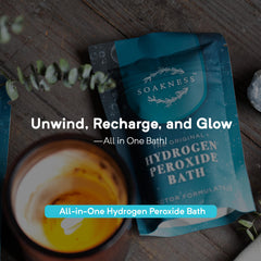 Soakness bath scene tub depicts relaxing soak for total rejuvenation.