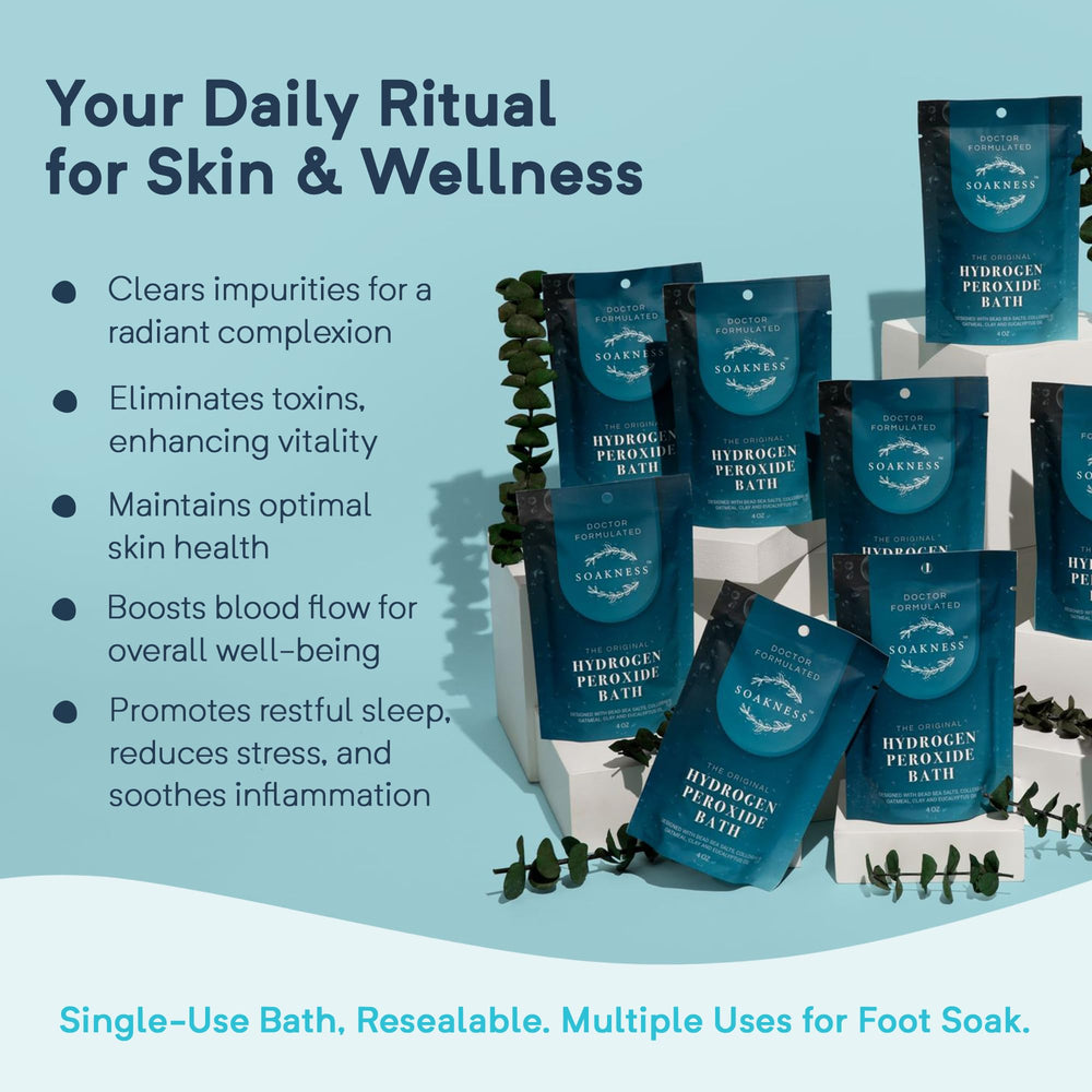 Soakness skin detox glow focuses on radiant, refreshed skin after soak.
