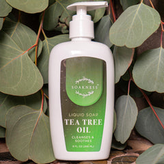 Soakness Tea Tree Hand Soap bottle with clean packaging and eco-friendly vibe