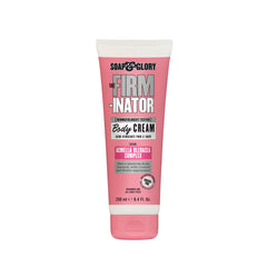 Soap and Glory The Firm-inator bottle close-up showing firming action.