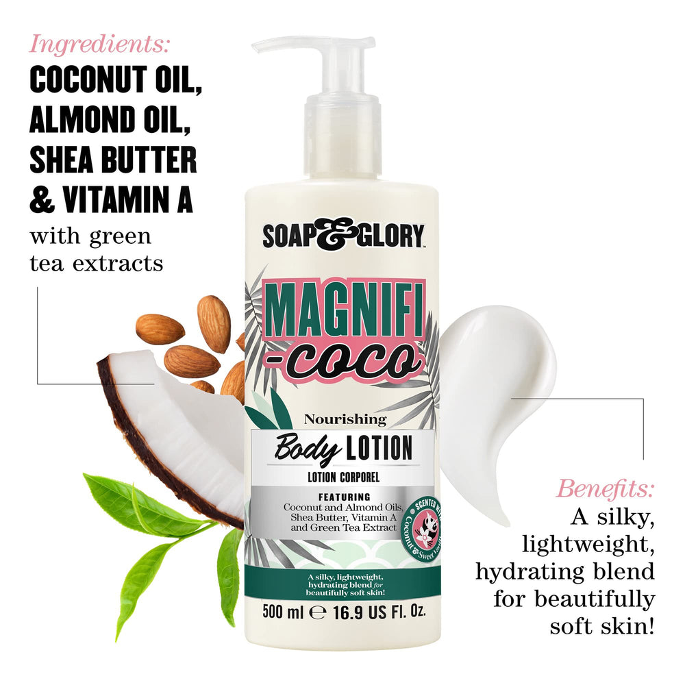 Soap & Glory Magnifi-Coco bottle closeup_creamy, non-greasy texture