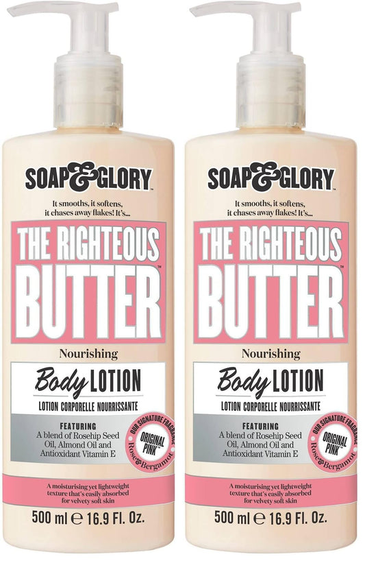 Soap & Glory Original Pink bottle pump shows easy dispensing and creamy hydration