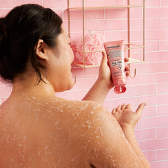 Soap & Glory Original Pink Scrub Life with rose and bergamot scent on display