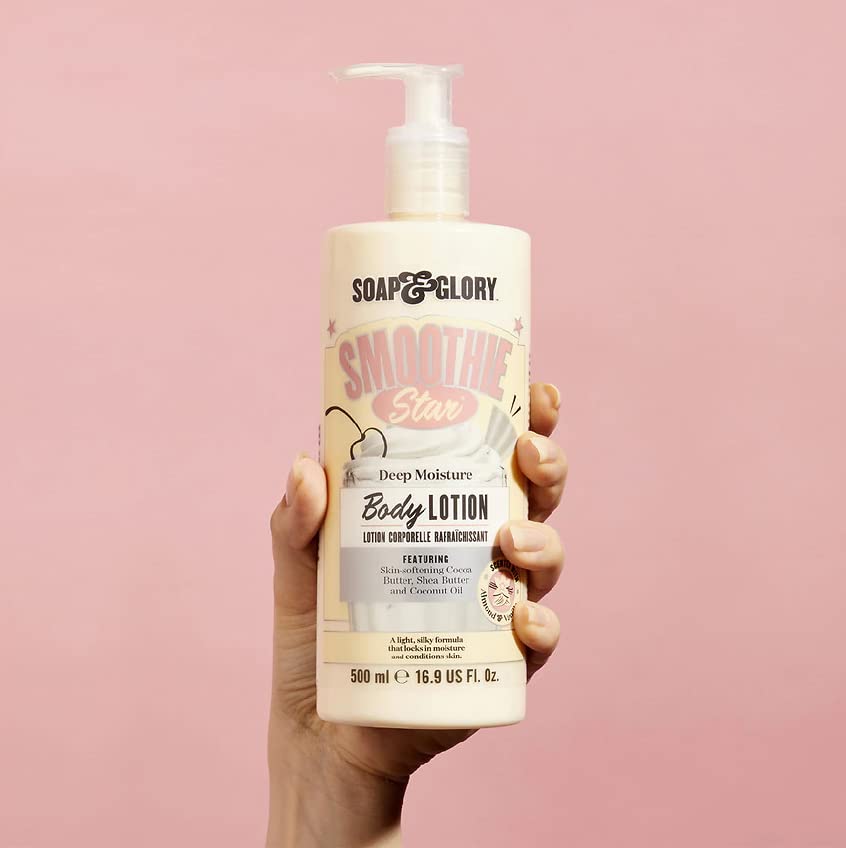 Soap & Glory Smoothie Star texture close-up reveals creamy absorption.