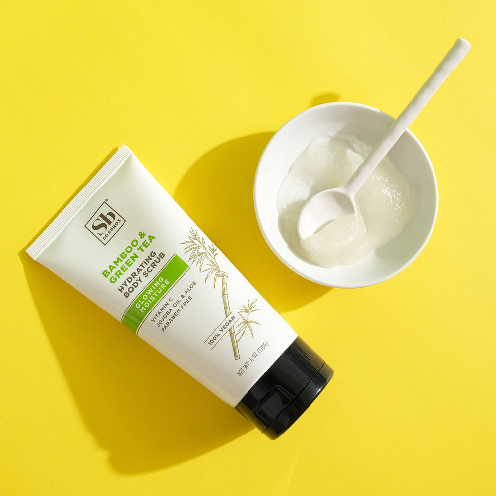 Soapbox bamboo oil texture close-up emphasizes nourishing, non-greasy feel.