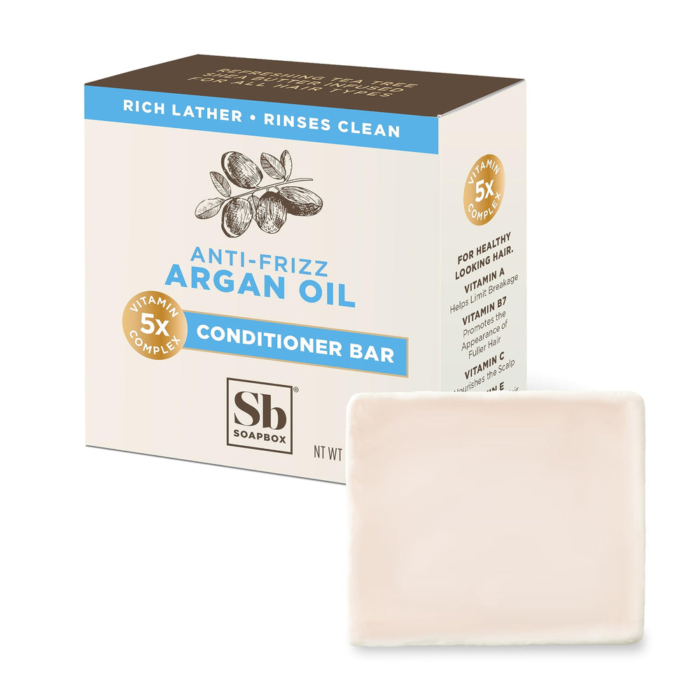 Soapbox conditioner bar with argan oil for nourished, glossy hair