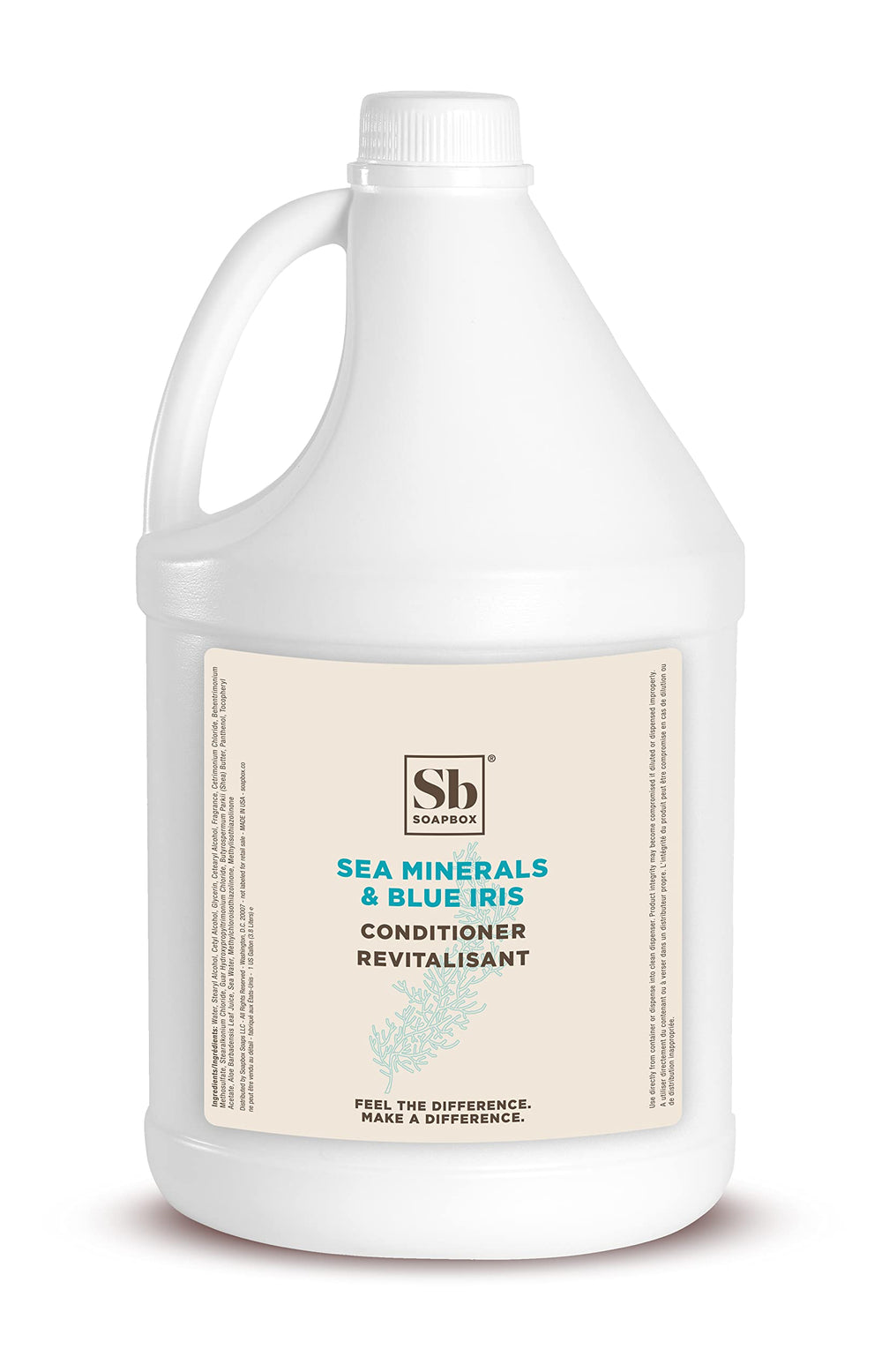 Soapbox Hair Conditioner sea minerals and blue iris gallon pour for bulk refills.