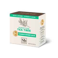 Soapbox Tea Tree Conditioner Bar close-up reveals texture and natural ingredients.