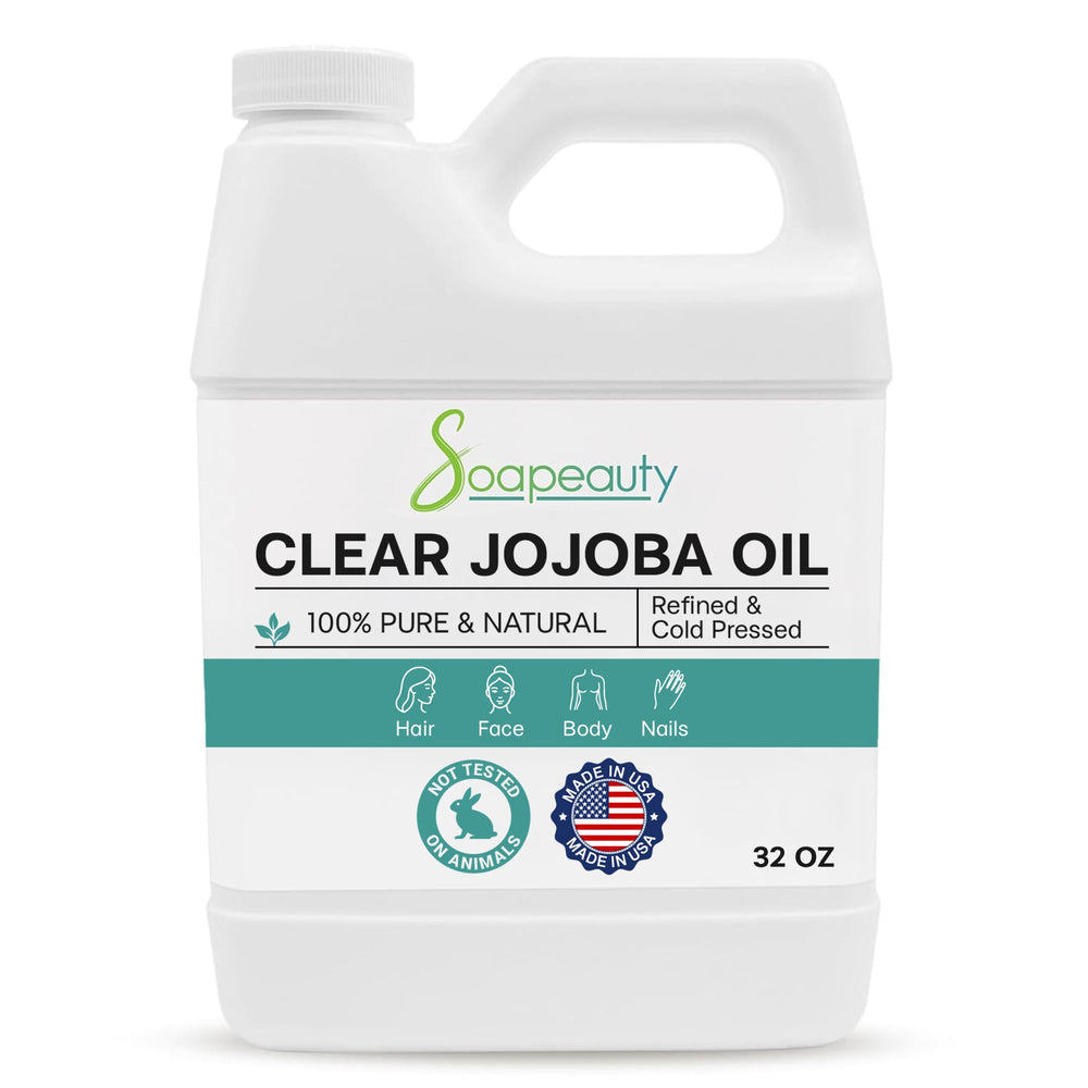 Soapeauty Clear Jojoba Oil bottle with pour spout for easy skin moisturizing