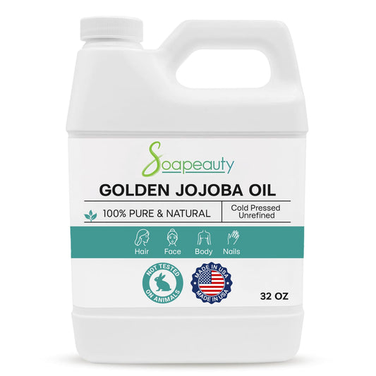 Soapeauty Golden Jojoba Oil bottle for pure moisturization of skin and hair.