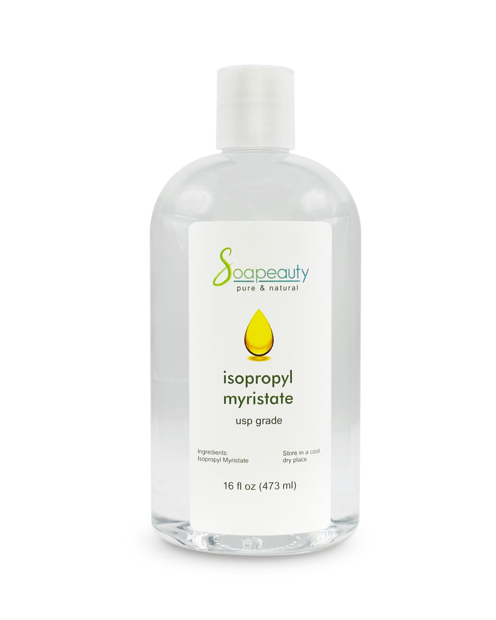 Soapeauty Isopropyl Myristate bottle showing silky texture for cosmetics.