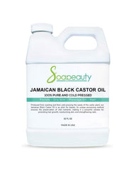 Soapeauty Jamaican Black Castor Oil 32oz bottle closeup for skin and hair care.