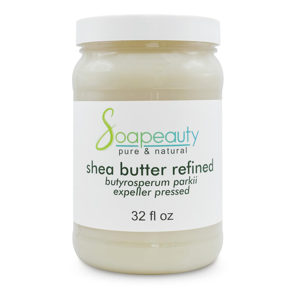 Soapeauty 32oz jar of refined shea butter for deep skin hydration.