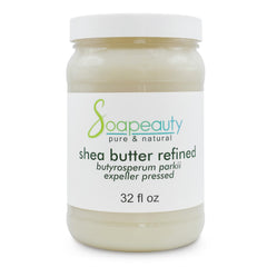Soapeauty 32oz jar of refined shea butter for deep skin hydration.