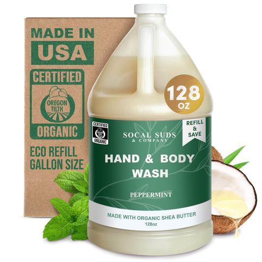 SoCal Suds & Company peppermint bottle offers rich lather for daily cleansing.