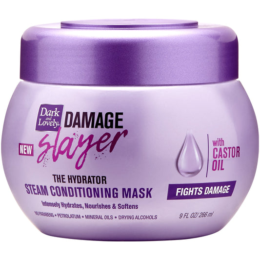 SoftSheen Dark and Lovely Damage Slayer hydrator bottle close-up for moisture boost