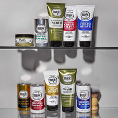 SoftSheen Magic Razorless Shaving Powder formulations graphic overview.