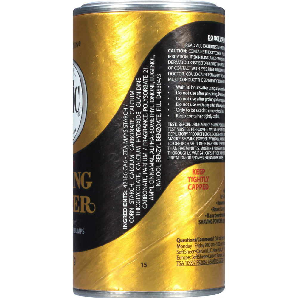 SoftSheen Magic Razorless Shaving Powder packaging showing multiple formulations.