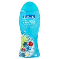 Softsoap Citrus Splash & Berry Fusion three-pack on display for families.