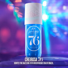 Sol de Janeiro Cheirosa 76 refill bottle closeup label emphasizes iconic notes.