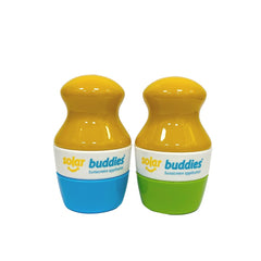 Solar Buddies Duo GB roll-on sponge applicator front view for mess-free sunscreen application