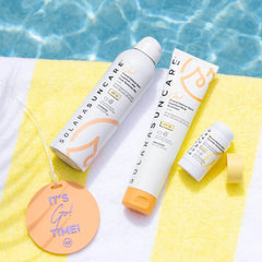 SOLARA SUNCARE Go mineral defense SPORT spray in use on skin for quick sun protection