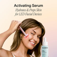 Close-up of Solawave Renew Complex serum pump top for smooth, fragrance-free hydration.