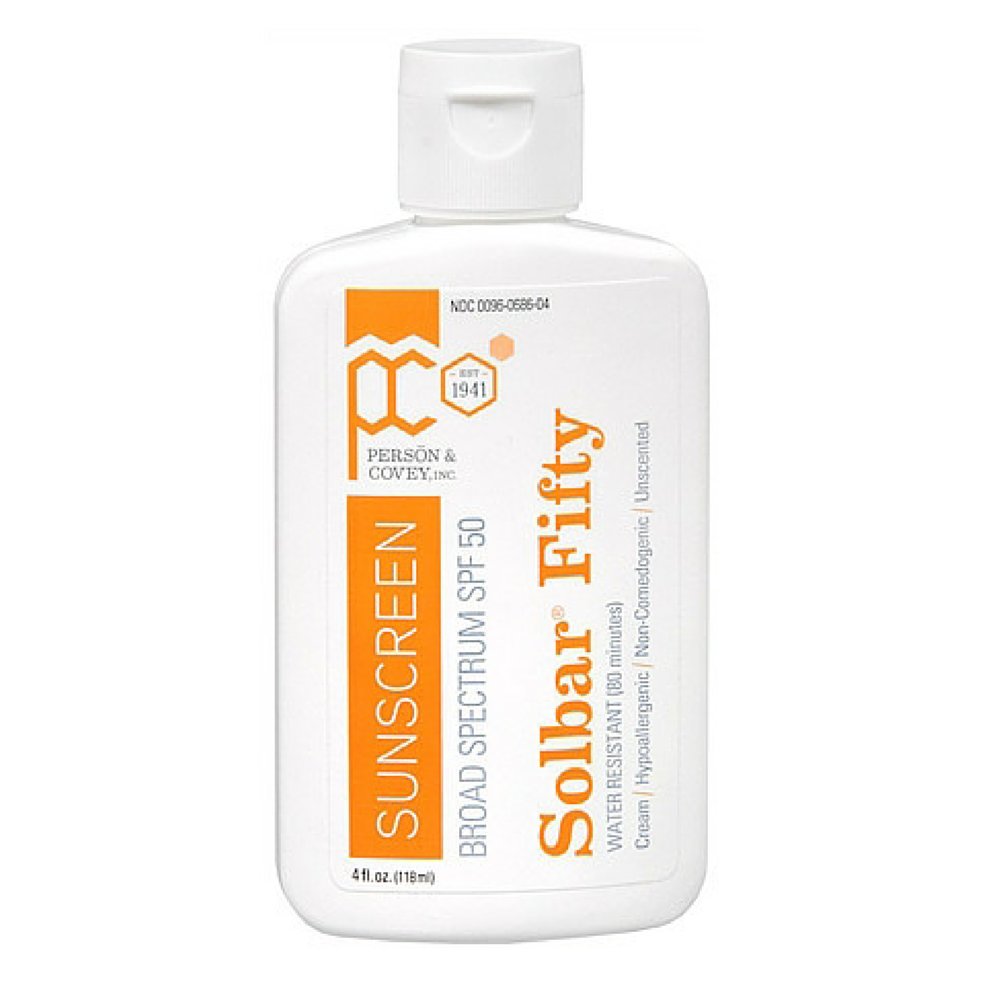 Solbar sunscreen cream bottle with SPF 50 for daily broad-spectrum protection.