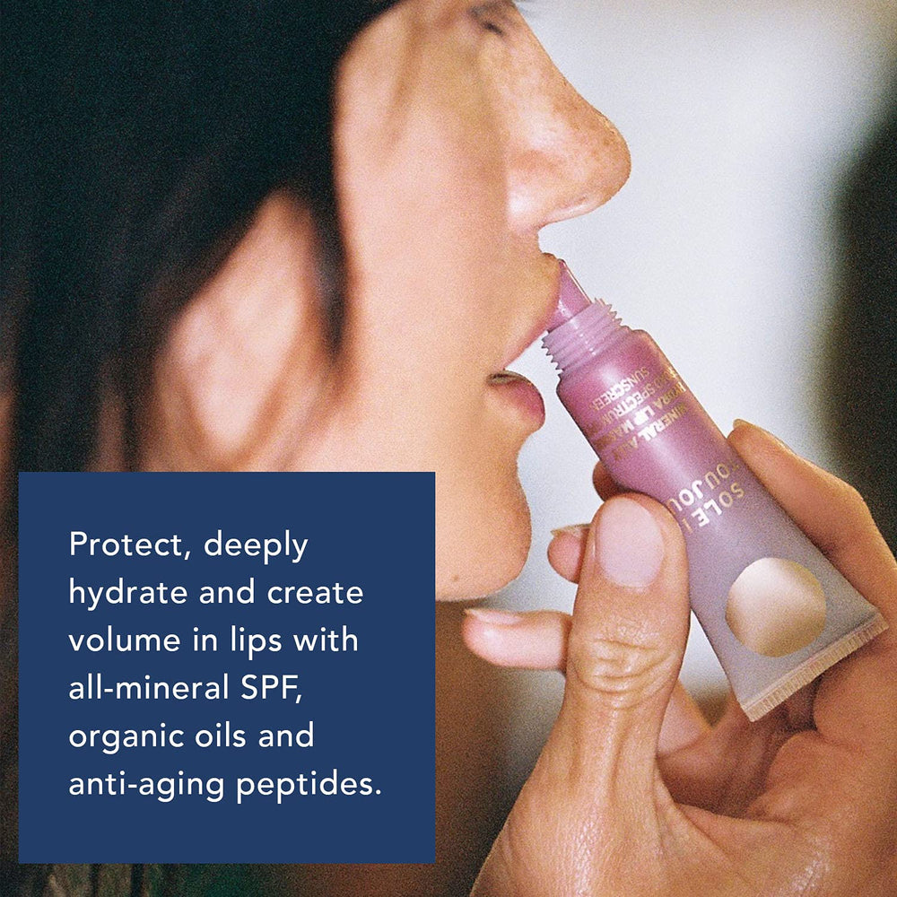 Soleil Toujours EcoSun Lip Mask application stroke demonstrates smooth, even coverage.