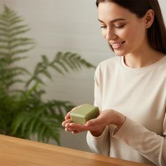 Solid Shampoo Bar Four-Pack Display: convenient multi-pack for home or travel.