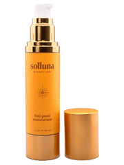Solluna Hydrating Anti-Aging Moisturizer bottle shows premium packaging for daily nourishment.
