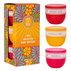 Solo en Ibiza gift set box featuring Madrid Muse, Valencia Vibes, Marbella for daily moisturizing.