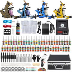 Solong Tattoo complete kit with four pro machines for versatile lining and shading.