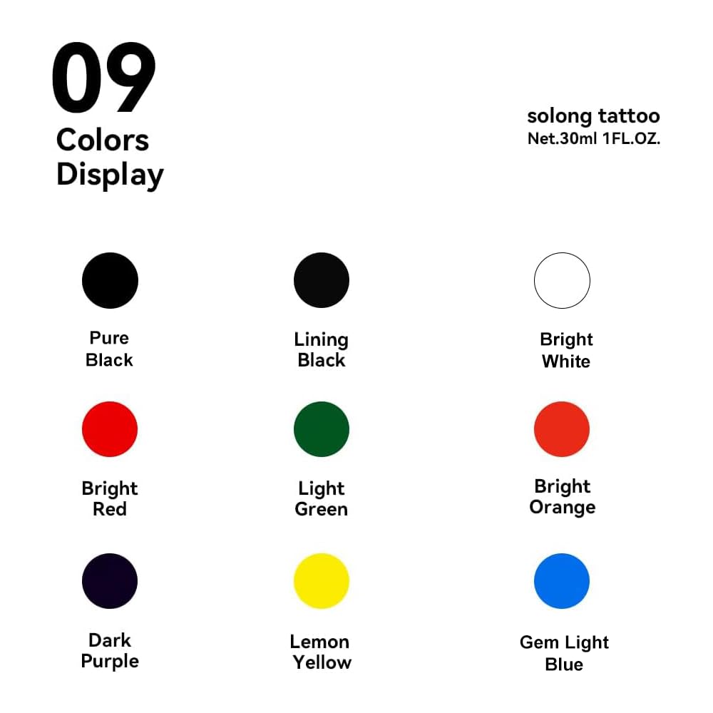 Solong Tattoo ink bottles labeled shake before use for smooth application.