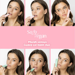 Cruelty-free badge on SoloVegan lip duo packaging.