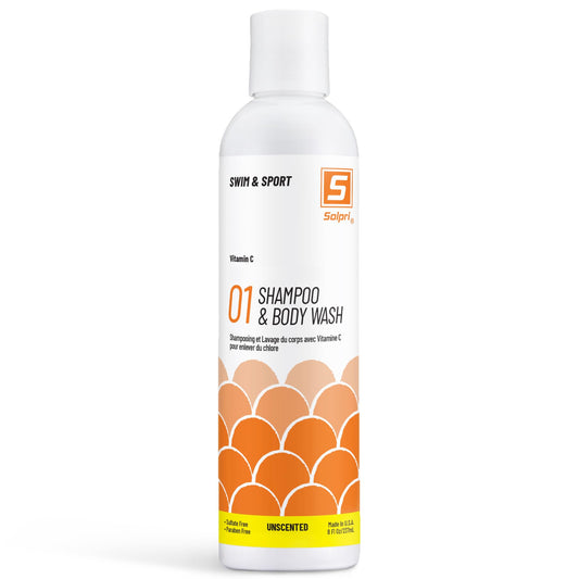 Solpri Swimmers Chlorine Shampoo bottle for post-swim cleansing and chlorine removal