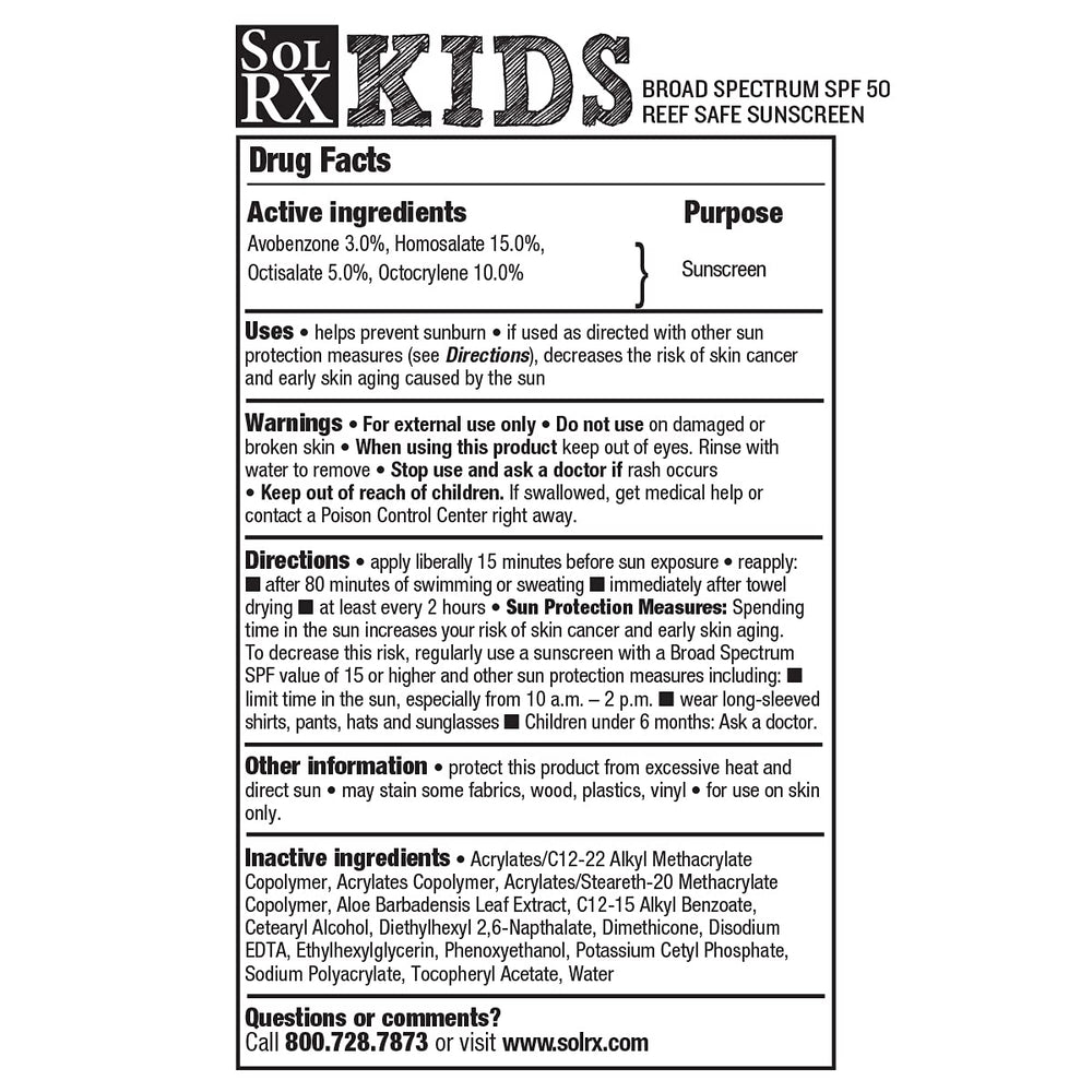 SolRX KID'S SPORT made-in-usa label signals quality and domestic production.